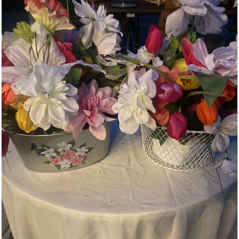Please read! Multicolor artificial Flower Basket Door Decoration Dahlias Tulips